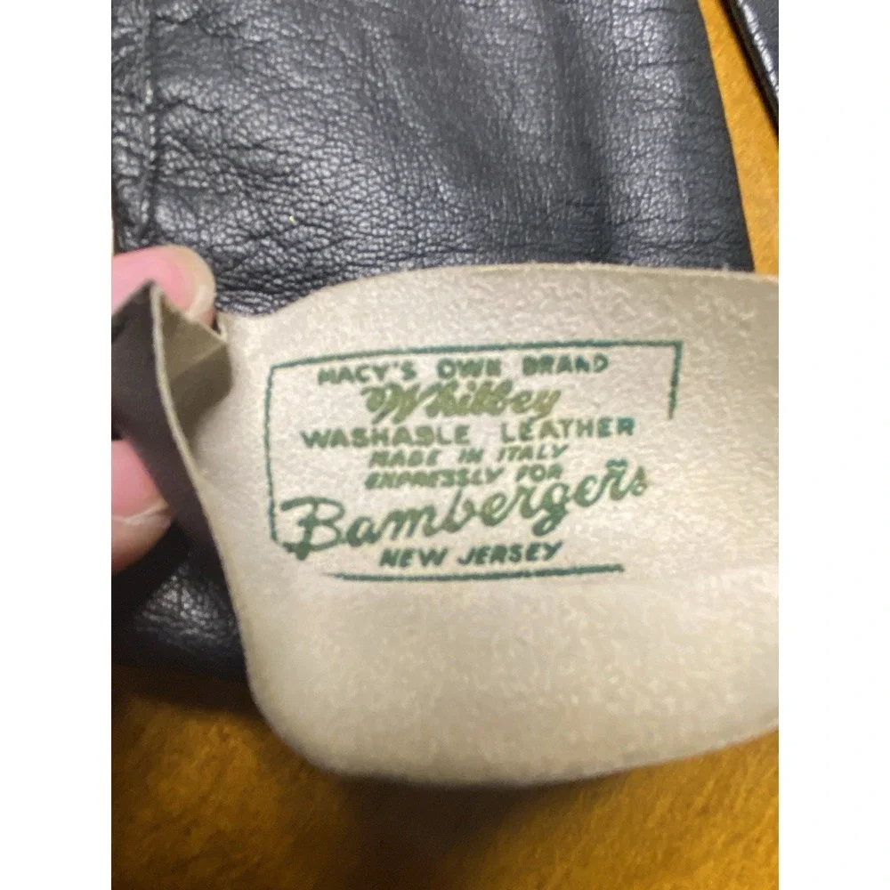 Vtg Bamberger's Macy's Whitbey Black Washable Leather Women's Gloves Sz 7 Wrist